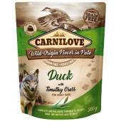 Пълноценна мокра храна Carnilove Dog Pouch Paté Duck with Timothy Grass с патешко месо , БЕЗ ЗЪРНО